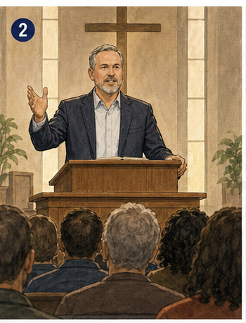 Pastor John standing before the congregation and explaining the season from the pulpit